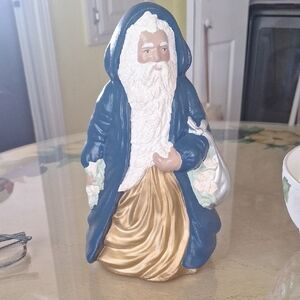 Blue and Gold Santa Figurine